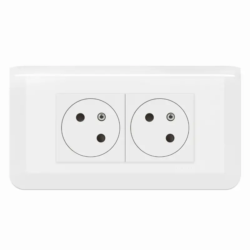 2x2P+T surface Mosaic LINK à 45° précâblée + plaque + boite à encastrer - blanc