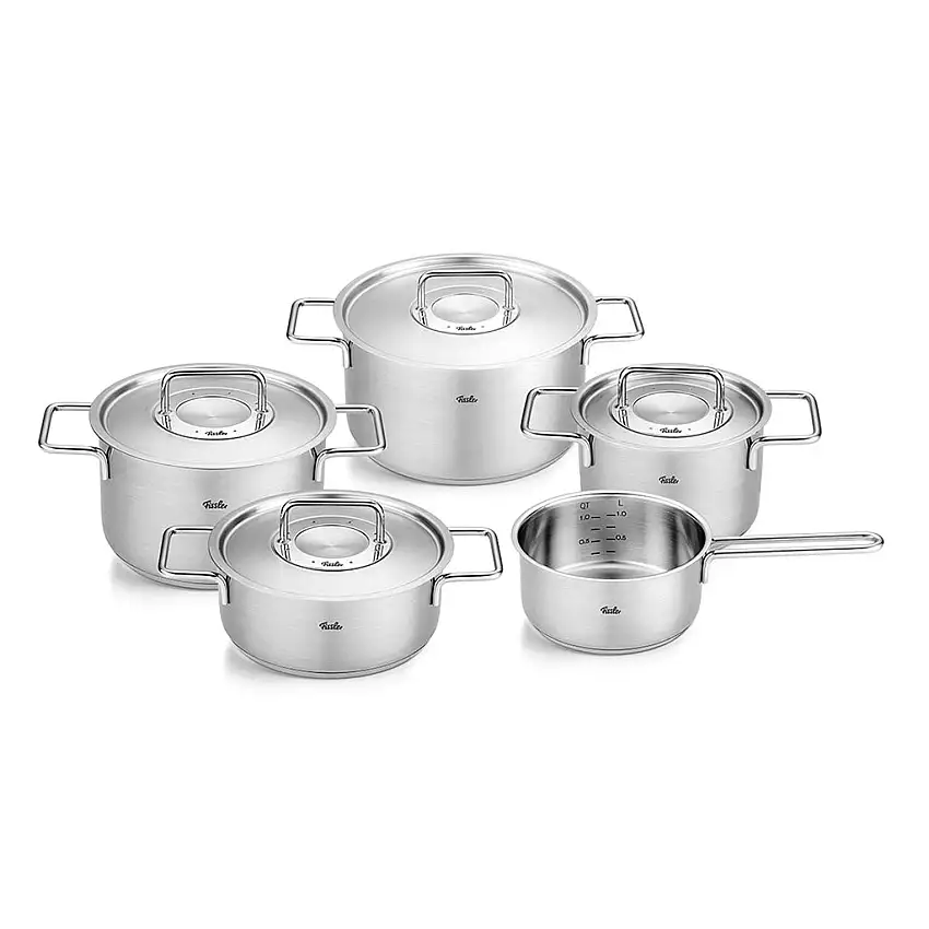 Ensemble de fûts en acier inoxydable 5 pièces avec couvercle en acier Pure Collection Fissler