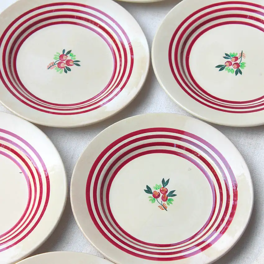 6 assiettes à dessert fleuries années 60