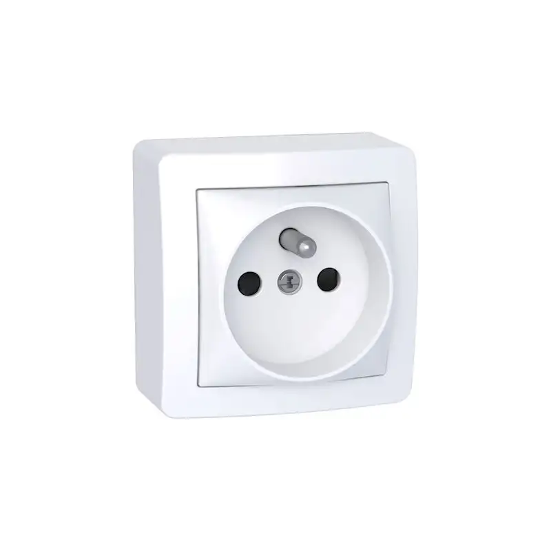 Alréa prise de courant 2P + T connexion rapide cadre saillie blanc polaire