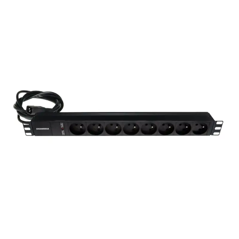 Bandeau 19' 8 prises UTE avec cordon d'alimentation IEC C14 - Noir