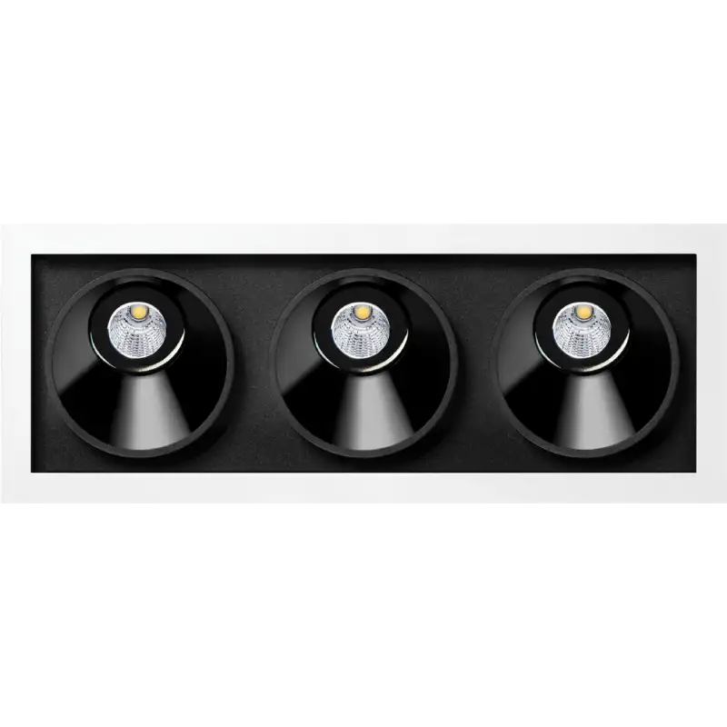 Black Foster Asymmetric Recessed 3 dimmable Push 3000K IP20 CRI sup 90 blanc-noir