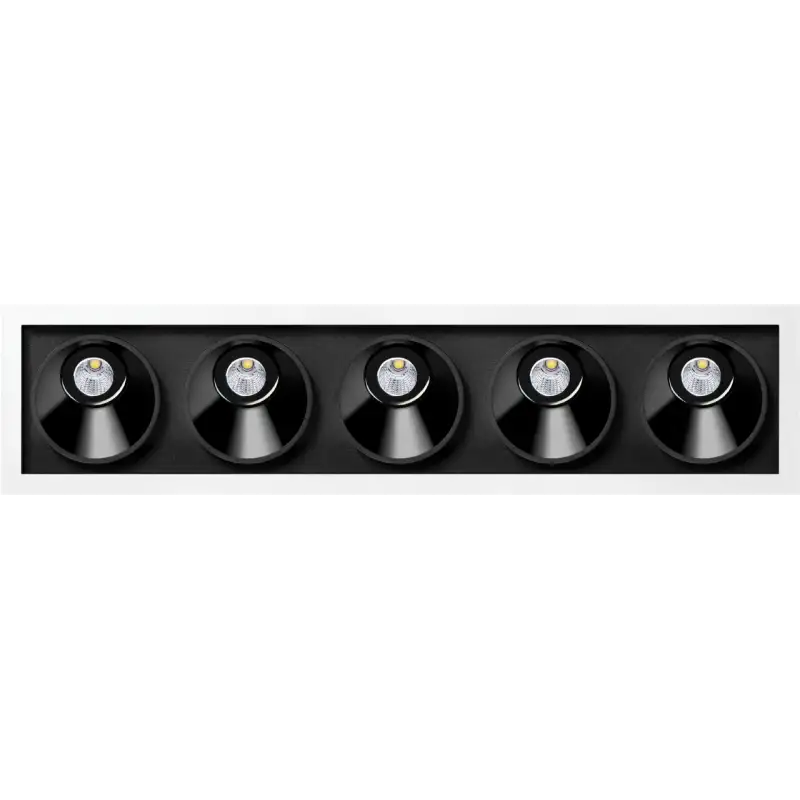Black Foster Asymmetric Recessed 5 Dim Push 3000K IP20 CRI sup 90 Blanc-Noir
