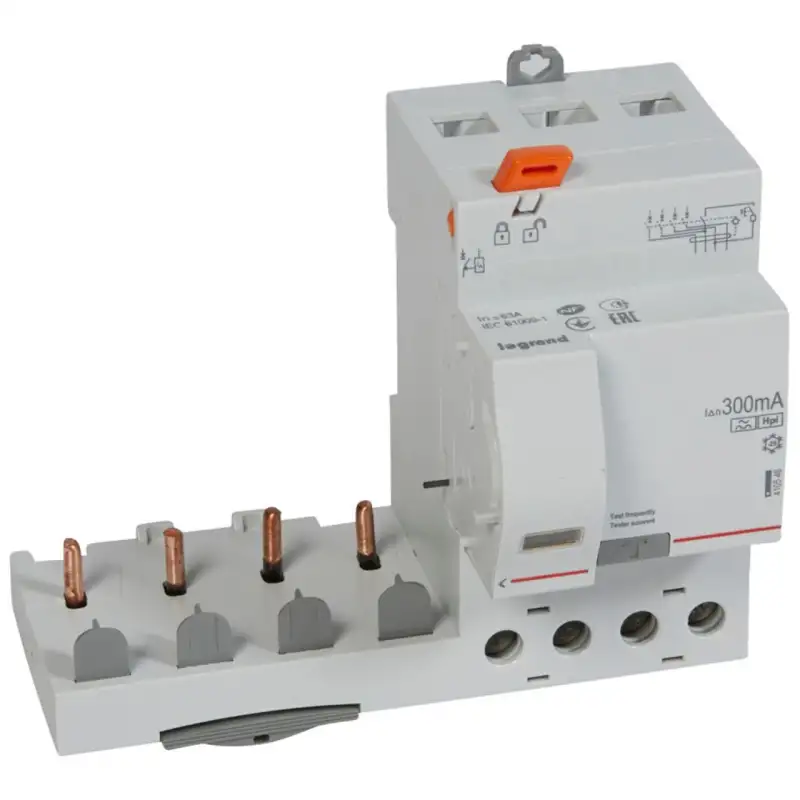 Bloc différentiel adaptable à vis Dx³ disjoncteur 1 module/pôle -4P 400V~ -63A -type F 300mA