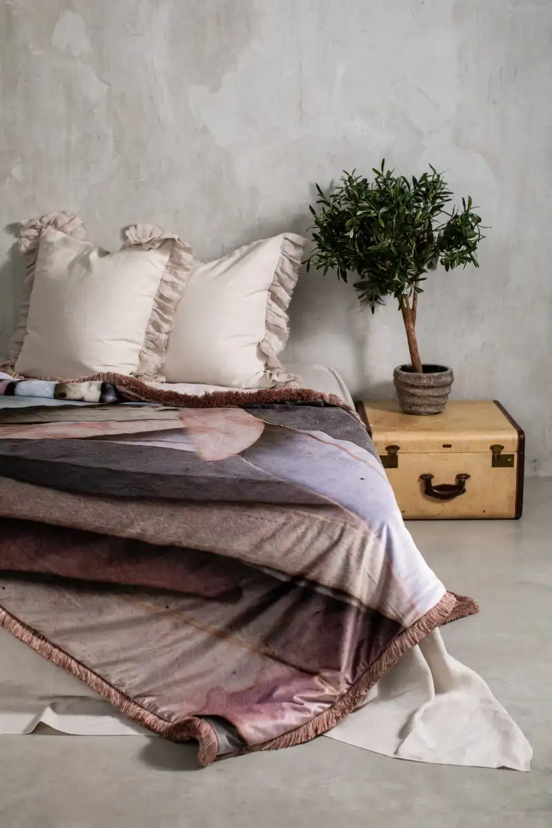 Couvre-lit à franges en velours Petals CL0926_PLV_LI0-A152