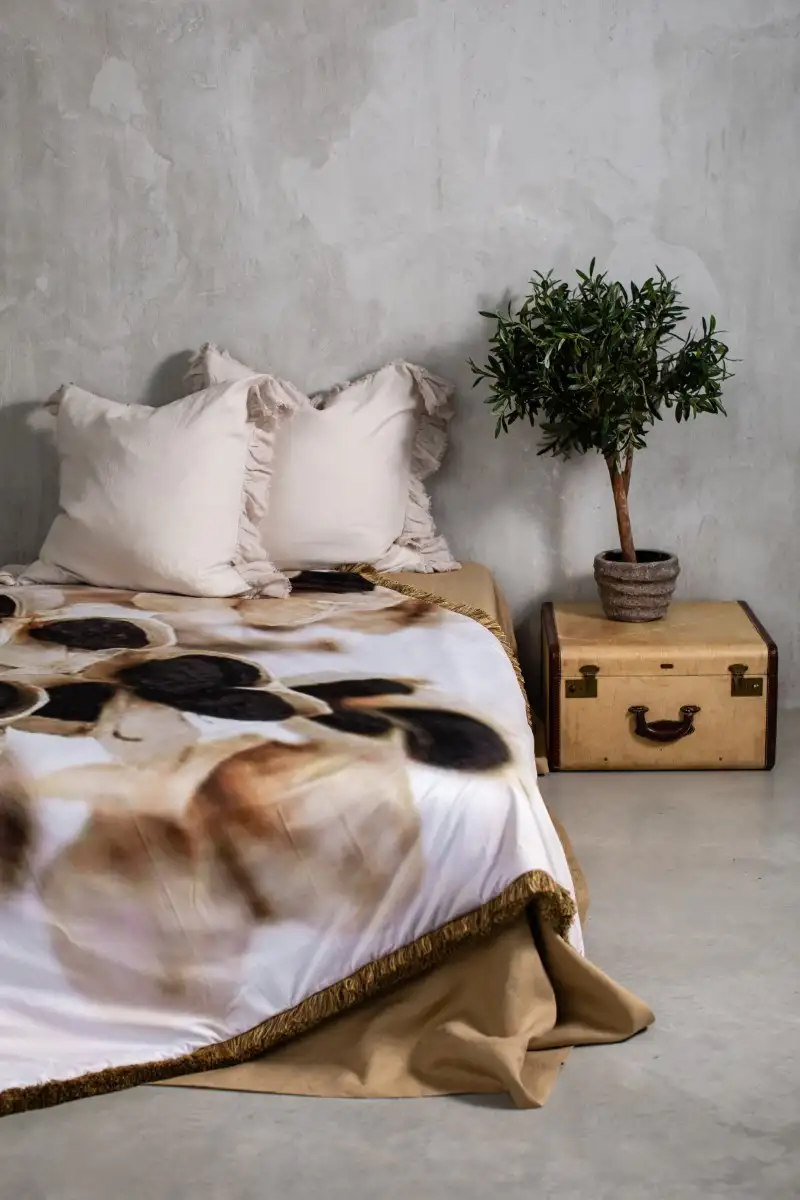 Couvre-lit à franges en velours Petals CL0926_PLV_LI0-A021