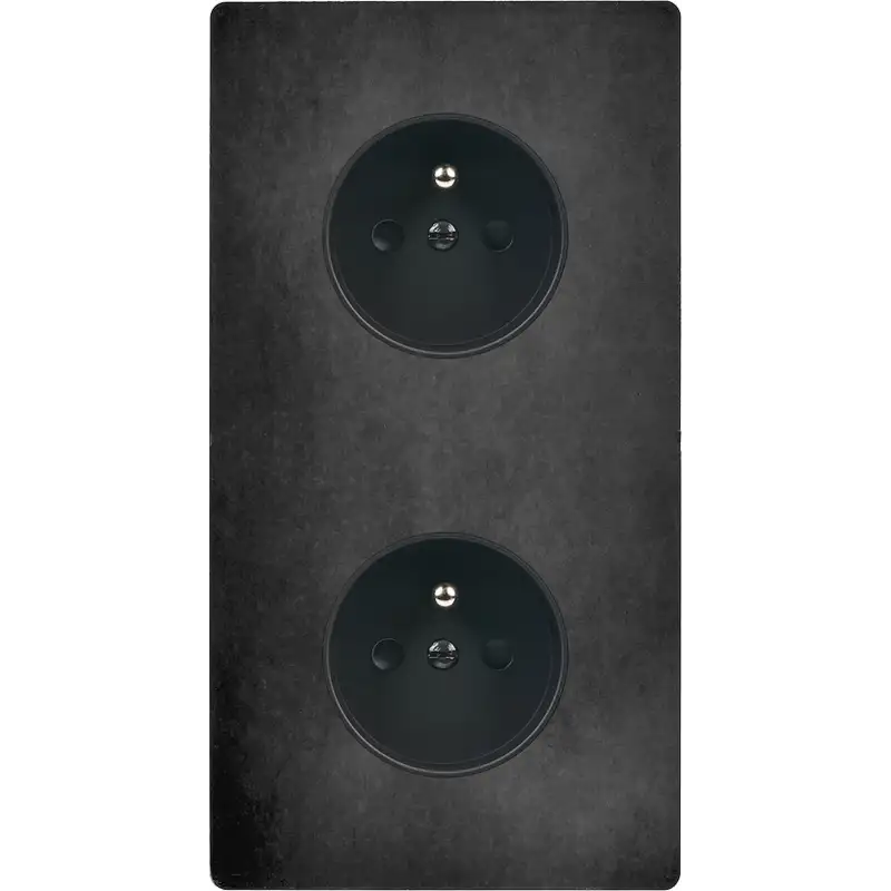 Façade 'M' acier verni double verticale 1 prise 1 prise magnétique