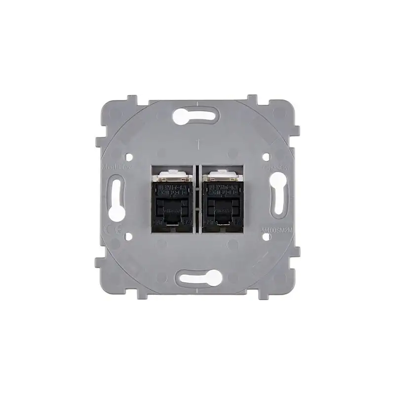 Mécanisme Double Rj45 Cat6A Blinde Noir Pour Collection Confidence