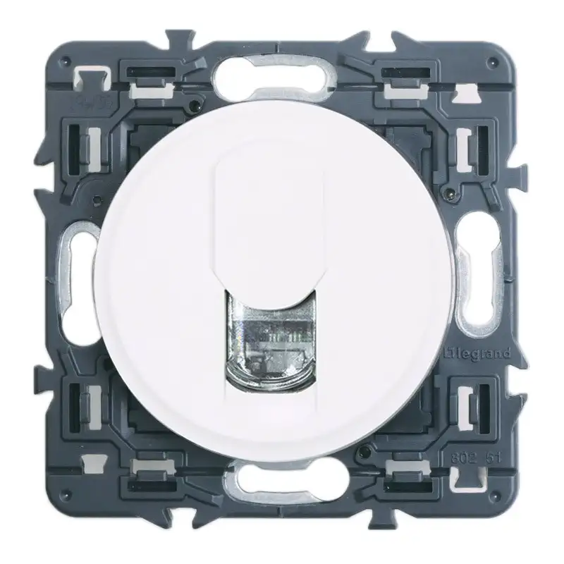Prise RJ45 téléphone/informatique - ensemble blanc à griffes - à composer
